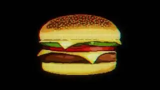 1 Hour 4K Screensaver of Burger Icon Glitch Effect Background Video VJ Loop Animation