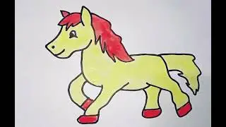 Horse Drawing, Colouring, Painting for Toddlers, Kid's, Child | How to Draw Horse, Animals Drawing 🐎