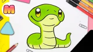 COMO DIBUJAR UNA SERPIENTE KAWAII - PASO A PASO - Cómo dibujar animales kawaii
