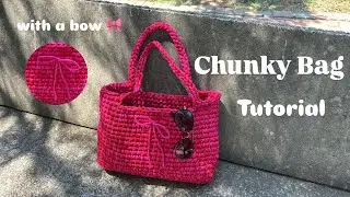 Easy Crochet Chunky Tote Bag | Laptop Bag | with a bow 🎀 Tutorial