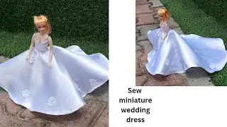 Sewing for dolls _ How to Sew a wedding dress for barbie _ Off-Shoulder Full Circle Skirt Ball Gown