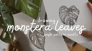 Drawing Monstera Leaves | Art Asset creation for Textile Design Jungle Pattern | Timelapse Process