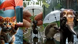 Humanity in rain | People help animals with umbrella | Rainy day kindness #kind#cute#animals#aipets