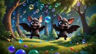 Four Baby Bats in a Bubble Bath | Fun Animal Song for Kids | Cute Bat Nursery Rhyme