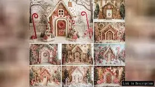 Mehofond Photography Background Winter Christmas Gingerbread House Candy Cane Kids Family Portrait D