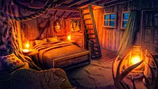 Cozy Treehouse Cabin Ambience 💤 Thunderstorm & Cabin Rain Sounds for Sleep 🌧️ 10 Hours