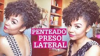 Penteado preso lateral pra cabelos curtos e cacheados/crespos