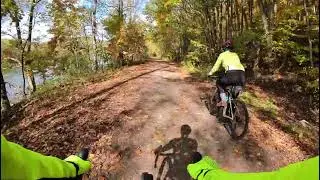 Fall foliage bike ride: north on Armstrong Trail, from Templeton boat launch, over Mahoning Bridge