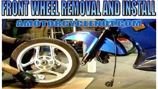 Motorcycle front wheel remove and install