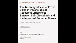 The Meaningfulness of Effect Sizes in Psychological Research: Differences Between Sub... | RTCL.TV