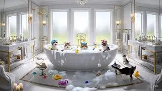 Cats in a Millionaire&rsquo;s Bathroom Luxury Bubble Bath Fun#cat #funny #fun #trending #shortsfeed