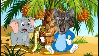 🐘 Elephant & Snake Funny Cartoon 😂 Cat Reaction | Kids Comedy Video