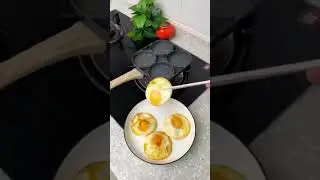 Green Moon 4 Hole Omelet Pan for Burger Egg Ham Pancake Maker Wooden Handle Frying Pot Cook