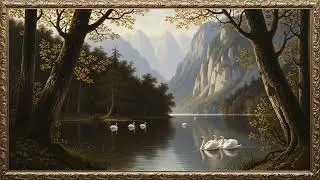 Peaceful Lake with Swans 🦢  2 Hour Vintage Oil Painting for TV Art 4K, Silent