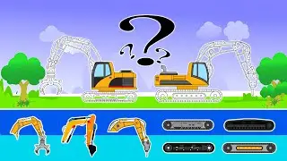 Excavator Puzzle: What&rsquo;s the Missing Attachment? | Construction Vehicles Animation
