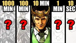 Drawing LOKI in 1000 Minutes | 100 Minutes | 10 Minutes | 1 Minutes & 10 Seconds!