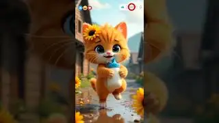 Sunflower Kitten Dancing with Milk Bottle in Rain! 🐱🌻🥛 #shorts #shortvideo #shortsfeed @emzz-123