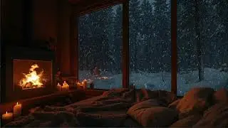 Cozy Night cabin Winter Jazz 🌙🔥 Smooth Piano & Soft Sax Flow for Warm Fireside Evening Ambience