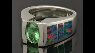 Alexandrite and Lab Opal Ring by Hileman Silver Jewelry