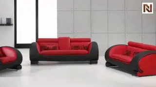 Red & Black Bonded Leather Sofa Set VGDM2811RB-BL