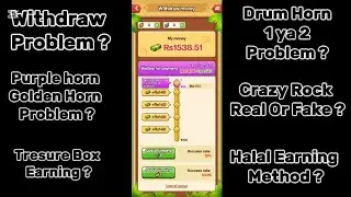 Crazy Rock App |Level? Purple Horn? Golden Horn? Task? Earning? withdrawal Problem? | Detailed Video