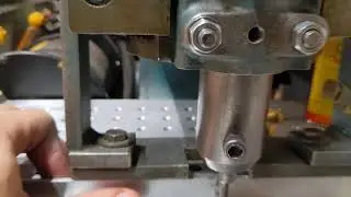punching holes for a shoe rack.   Roper Whitney with stripping attachment