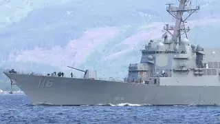 USS Thomas Hudner departs Faslane, Scotland