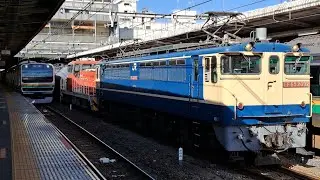 約50分遅れで番線変更！PF代走✨《HD300-37 倉賀野常駐機交換(返却)》国鉄EF65 2092号機+ムドHD300 37号機[新]+タキ5両が大宮駅⑤を出発！(臨8764列車・石油返空)