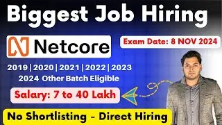 🔴Biggest Direct Test Hiring by Netcore Company | Job Recruitment 2024, 2023, 2022, 2021, 2020 Batch