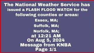 EMERGENCY ALERT SYSTEM FLASH FLOOD WATCH FOR ESSEX, MASSACHUSETTS