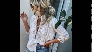 Lace Hollow Slim Boho Blouses