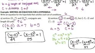 Precalc 10.4 Hyperbolas (Writing Equations)