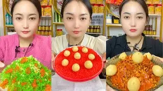 Rainbow Fish Roe ASMR Eating Sounds | Colorful Texture Mukbang #311