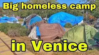 Update Big Homeless Encampment at Venice Beach Library