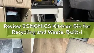 Review SONGMICS Kitchen Bin for Recycling and Waste, Built-in Rubbish Bin for Cabinet, 2 x 4 Gallon