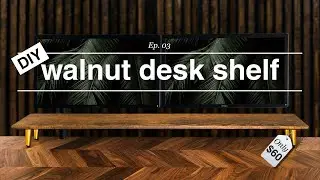 DIY walnut desk shelf | unique + inexpensive | DREAM desk setup + office makeover series EP03