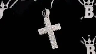 3D Double Tennis Cross Iced Out Moissanite Pendant | Hip Hop Bling Jewels
