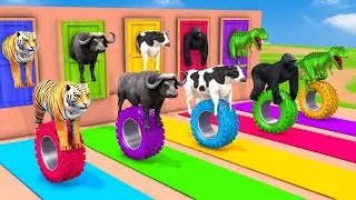 Cow Mammoth Elephant Gorilla Lion Hippo Guess The Right Key ESCAPE ROOM CHALLENGE Animals Cage Game