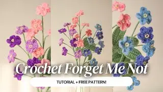 🌸 Простой цветок незабудки крючком 💙 | Пошаговое руководство по вязанию цветка крючком