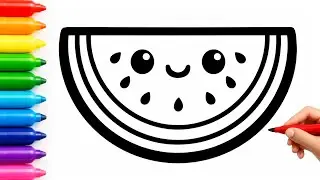 How to Draw a Cute Watermelon 🍉 Easy Drawing, Coloring & Painting for Kids,Toddlers