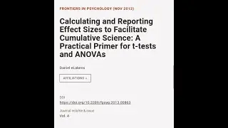 Calculating and Reporting Effect Sizes to Facilitate Cumulative Science: A Practical ... | RTCL.TV