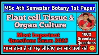 MSc 4th Semester Botany | Plant cell Tissue & Organ Culture | Most Important Questions Exam 2025