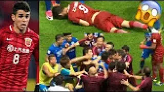 Oscar Starts Massive Fight In Chinese Super League After Kicking The Ball Twice At Guangzhou Players