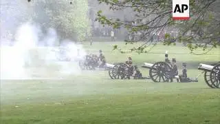 London marked the Queen's 88th birthday on Monday with two gun salutes in different parts of the cap
