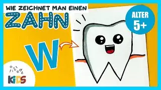 Zahn aus dem Buchstaben W zeichnen  I Schritt für Schritt Kinder 5+ Jahre Alt