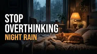 Gentle Rain at Night with Cat | Perfect for Deep Sleep
