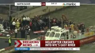 msnbc video  Helicopter crashes into NYCs East River.