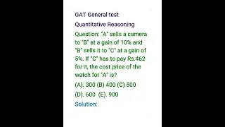 NTS GAT GENERAL, profit and loss question, quantitative reasoning lecture 8