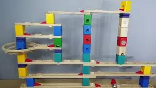 Marble Run Race ASMR - Wooden long track with multiple bells