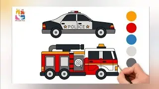 How to Draw a Fire Truck and a Police Car🚓Easy Drawing for Preschoolers🎨Emergency Vehicles for kids